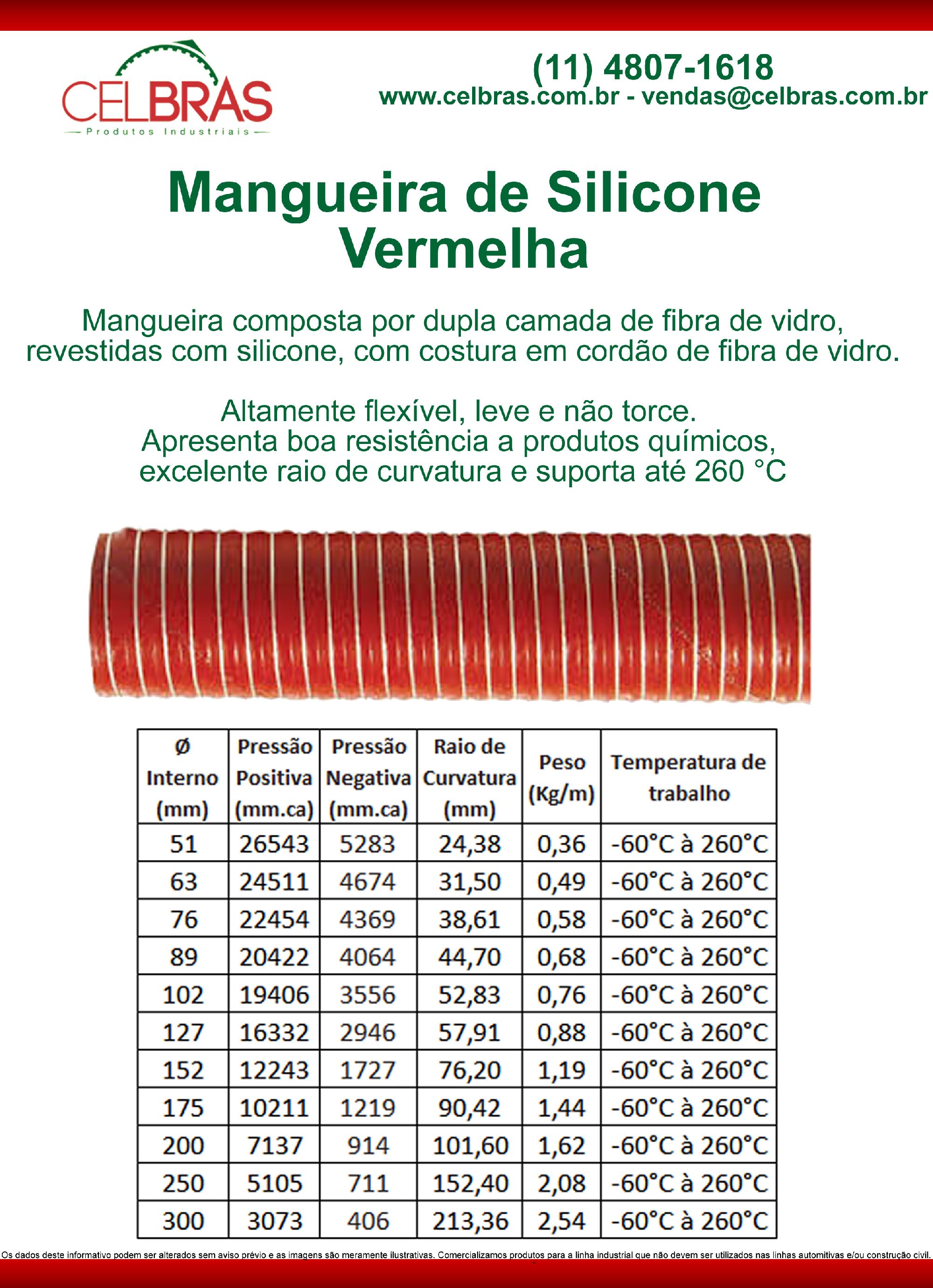 Mangueiras de Silicone Vermelha
