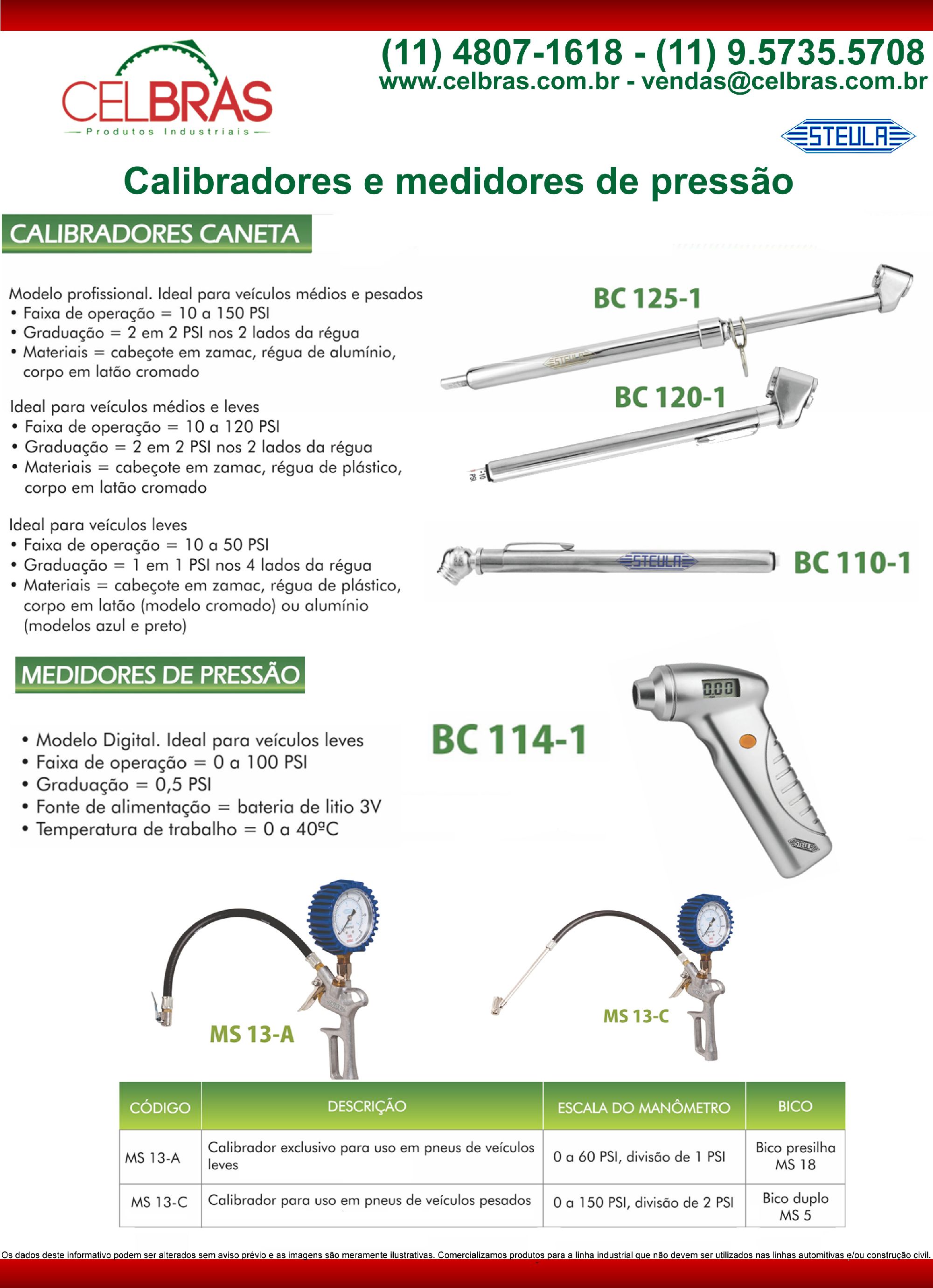 Calibradores e medidores de pressão