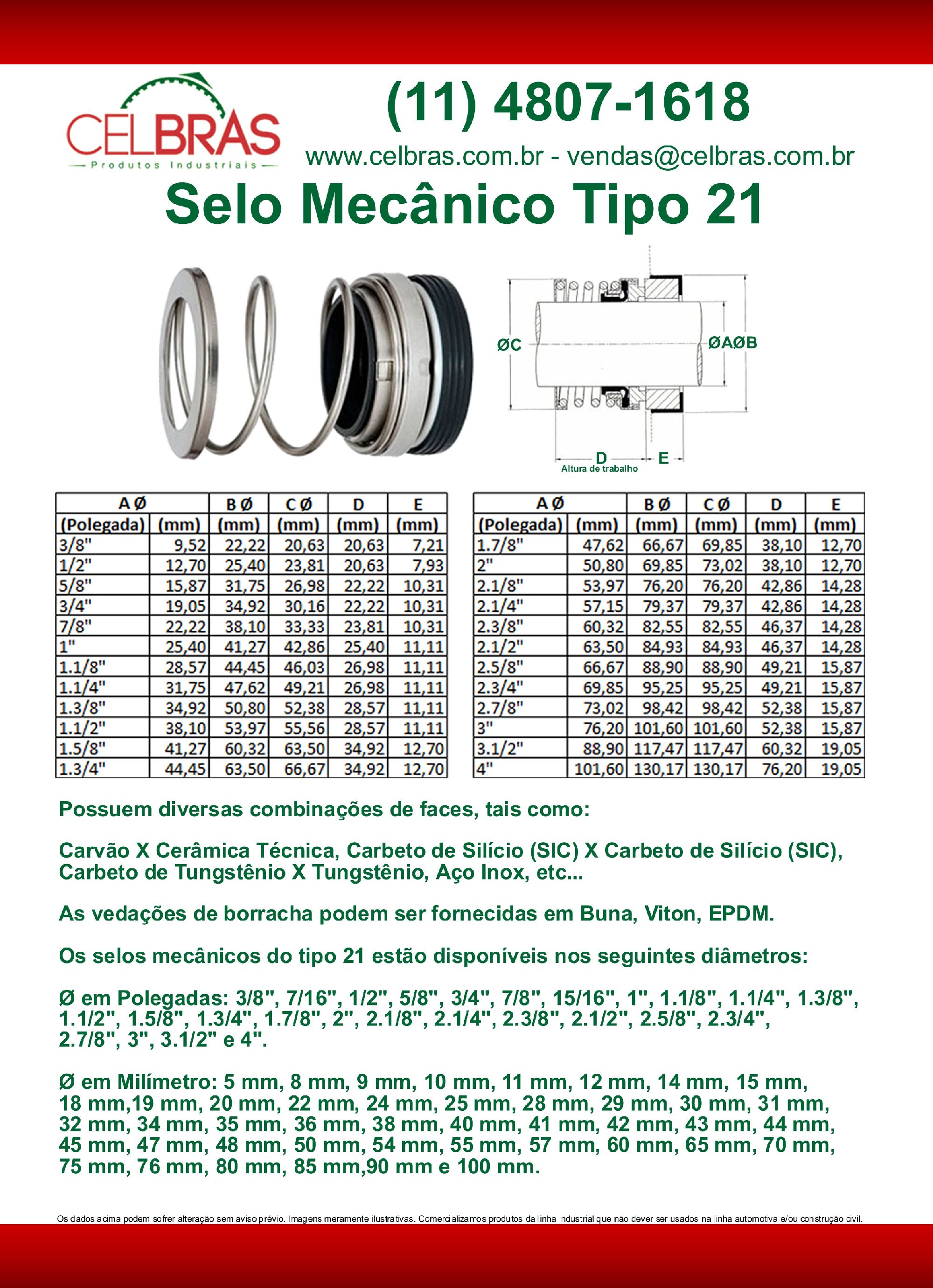 Selos Mecânicos Tipo 21